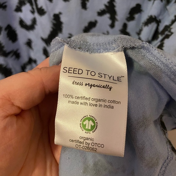 Seed To Style Organic Cotton Angled Hem Leopard Animal Print Long Sleeve Shirt - Picture 5 of 8